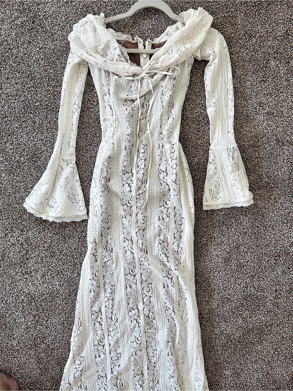 house of cb Belle Vintage Cream Floral Lace Off Shoulder Maxi Dress Maxi Dress